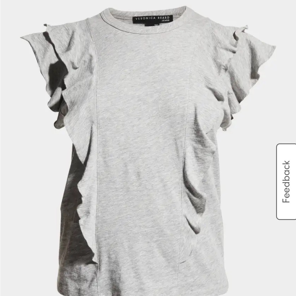 Veronica Beard Heather Gray Ruffle Tee